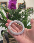 Baikalla Light Green & Lavender W/ SaJin Jadeite Jade "Half Round" Bangle Bracelet (56mm) 