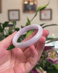 Baikalla Natural Light Lavender Jadeite Jade "Half Round" Bangle Bracelet (52.6mm) 