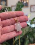 Baikalla Natural Icy Jadeite Jade "Shadow Ghost" Pendant W/ 14ky Gold Bail