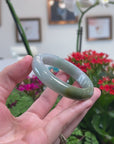 Baikalla Natural Blue-Green & Yellow-Green Patch Jadeite Jade "Half Round" Bangle Bracelet (53.1mm) 