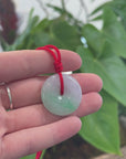 Genuine Burmese Lavender Green Jadeite Jade Lucky KouKou Necklace