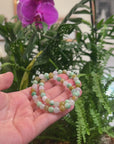 Baikalla Multi-Color Genuine Jadeite Jade Round Bead Bracelet (6.7mm)