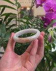 Baikalla Light Green & White W/ SaJin "Golden Dust" Jadeite Jade Bangle Bracelet (57.5mm) 