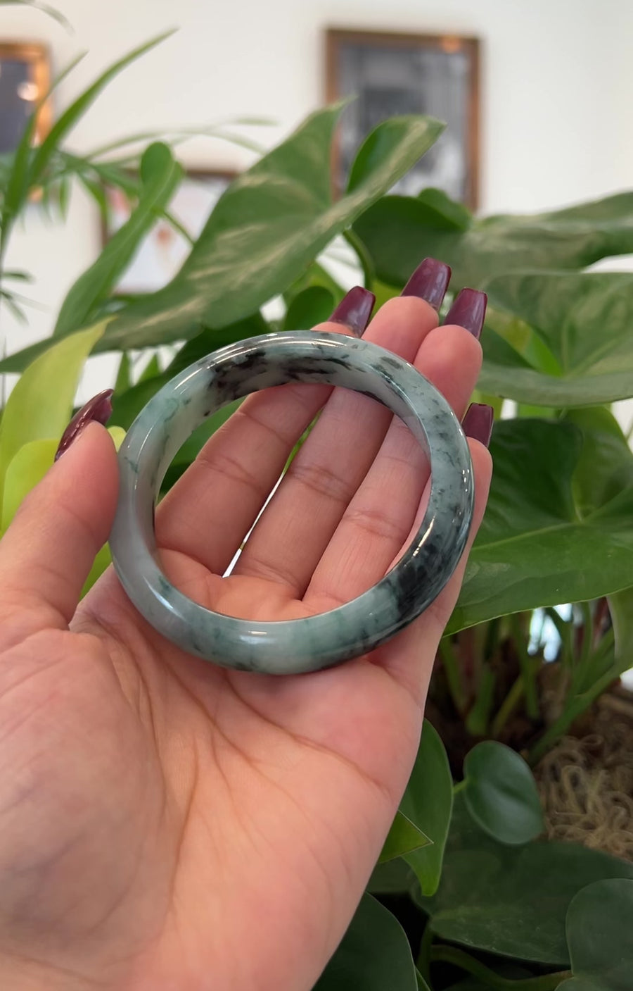 Baikalla Natural Burmese Blue-green Jadeite Jade Bangle Bracelet (57.86mm)#T141