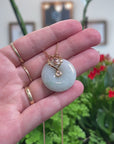 Baikalla Natural Light Green Jadeite Jade Pendant W/ 18kr Gold Constellation (Leo) Bail & Tourmaline