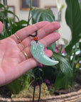 Baikalla Natural Apple-Green Jadeite Jade "Dragon Tooth" Pendant Necklace