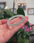 Baikalla Natural Icy Light Oil-Green & Grey Wuji Jadeite Jade "Petite Traditional Round" Bangle Bracelet (51.7mm) 