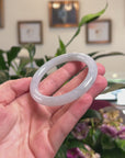 Baikalla Natural Icy Light Green Jadeite Jade "Traditional Round" Bangle Bracelet (54.8mm) 