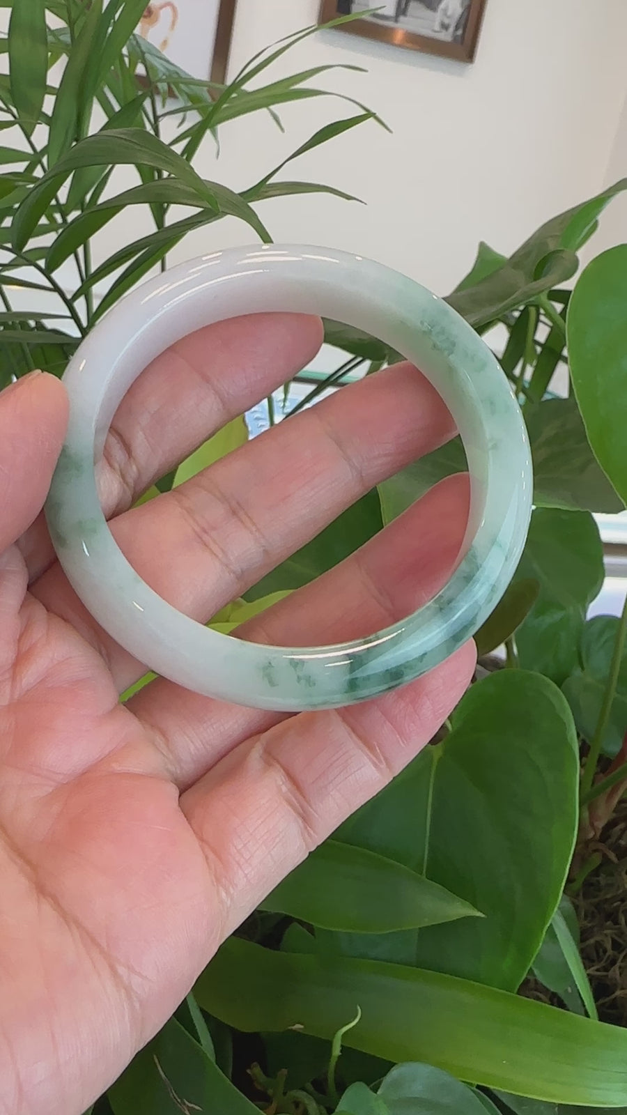 Genuine Burmese Blue Green & Lavender Jadeite Jade Bangle Bracelet (58.14mm)#T074