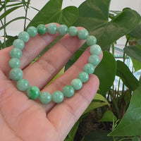 Natural Jadeite Jade Round Green Beads Bracelet ( 8.5 mm )