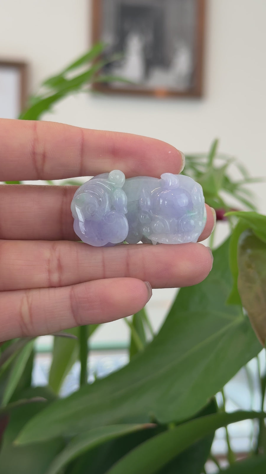 Genuine High quality Burmese Ice Lavender Green Jadeite Jade PiXiu Pendant Necklace