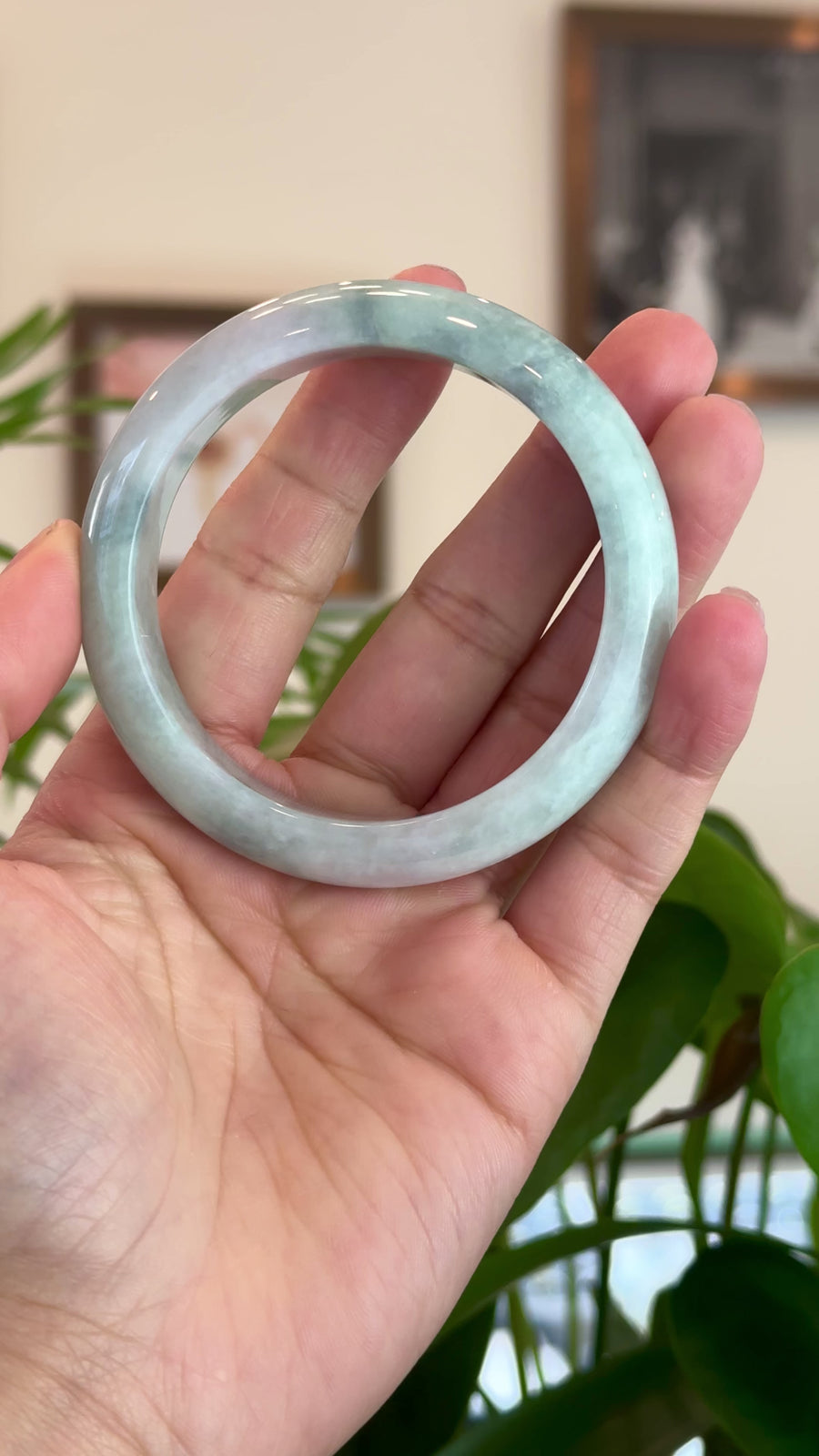 Burmese Blue-Green Jade Jadeite Bangle Bracelet (56.53 mm) T298