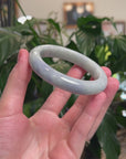 Baikalla Natural Light Green W/ Blue-Lavender Patches Jadeite Jade "Half Round" Bangle Bracelet (59.1mm) 