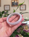 Baikalla Natural Light Lavender & Green Jadeite Jade "Half Round" Bangle Bracelet (56.8mm) 
