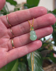 Baikalla Natural Apple-Green Jadeite Jade "Hulu" Pendant W/ 18ky Gold Bail & Natural Diamonds