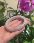 Baikalla Light Lavender W/ Sajin Jadeite Jade "Half Round" Bangle Bracelet (57.5mm) 