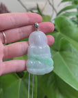 Genuine Burmese Jadeite Jade Guanyin Necklace With 14K Good Bail