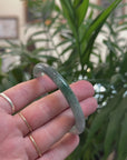 Baikalla Natural Icy WuJi w/ Rich Green Flower Jadeite Jade Bangle Bracelet (53.8 mm) 