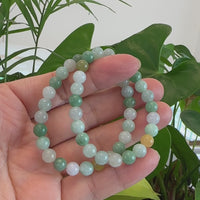 Genuine Jadeite Jade Round Multiple Colors Beads Bracelet (7.5 mm)