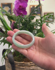 Baikalla Light Apple-Green Jadeite Jade Oval "Half Round" Bangle Bracelet (53mm) 