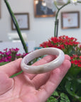 Baikalla Natural Faint Lavender & Yellow Patch Jadeite Jade "Half Round" Bangle Bracelet (55.5mm) 