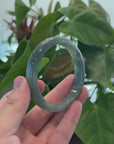 Natural Burmese Icy Oil Green Jadeite Jade Bangle Bracelet (58.86mm) 