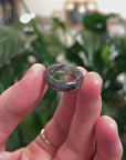 Baikalla Natural Icy Black Wuji Jadeite Jade Traditional Ring 