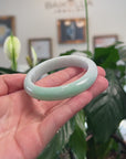 Baikalla Natural Light Apple-Green Jadeite Jade "Half Round" Bangle Bracelet (56mm) 