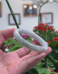 Baikalla Natural Light Blue-Green & Orange Sajin (Golden Dust) Jadeite Jade "Half Round" Bangle Bracelet (58.6mm) 