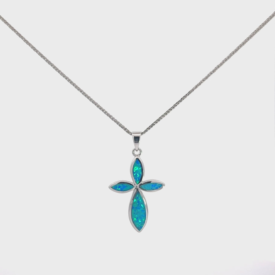 Baikalla Sterling Silver Lab-Made Opal Pendant Necklace