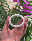 Baikalla White-Green "Traditional Round" Jadeite Jade Bangle Bracelet (53.5mm) 