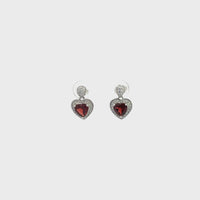 Baikalla™ Classic Heart Sterling Silver Natural Amethyst Citrine Garnet Earrings With CZ
