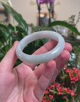 Baikalla Light Icy Blue-Green W/ White Patch Jadeite Jade "Half Round" Bangle Bracelet (58.3mm) 