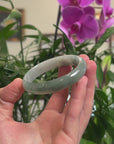 Baikalla Oil-Green & Light Green Jadeite Jade Oval Bangle (56.9mm) 