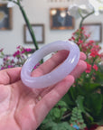 High-End Natural Icy Lavender Jadeite Jade "Half Round" Bangle Bracelet (58.5mm) 
