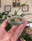 Baikalla Natural Icy Oil-Green Jadeite Jade "Oval" Bangle Bracelet (55.4mm) 