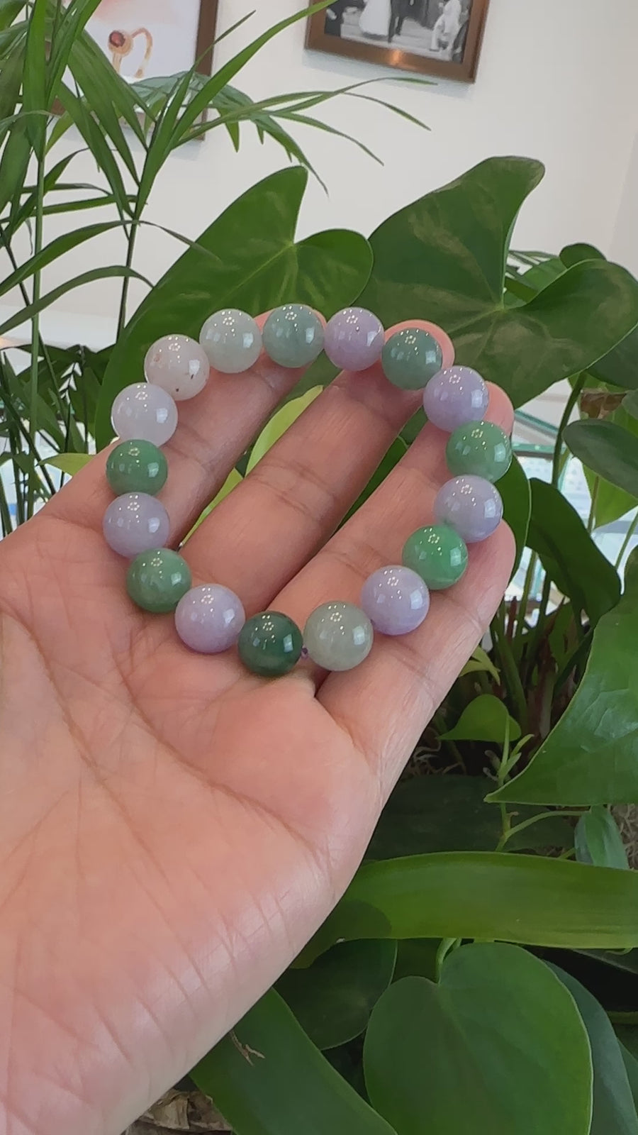 High end Genuine Jadeite Jade Round Multiple Colors Beads Bracelet (12 mm)