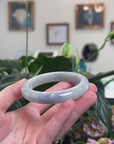 Baikalla Natural Light Blue-Green & Lavender Jadeite Jade "Half Round" Bangle Bracelet (59.1mm) 