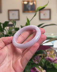 Baikalla Natural Light Lavender W/ Sajin (Golden Dust) Jadeite Jade "Half Round" Bangle Bracelet (53.5mm) 