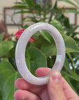 "Princess Half Round" Icy Natural Jadeite Jade Bangle (60.1mm) 