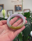 Baikalla Natural Lavender & Rich Yellow Jadeite Jade "Traditional Round" Bangle Bracelet (56.9mm) 