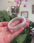 Baikalla Natural Light Lavender W/ Sajin Jadeite Jade "Half Round" Bangle Bracelet (57.7mm) 