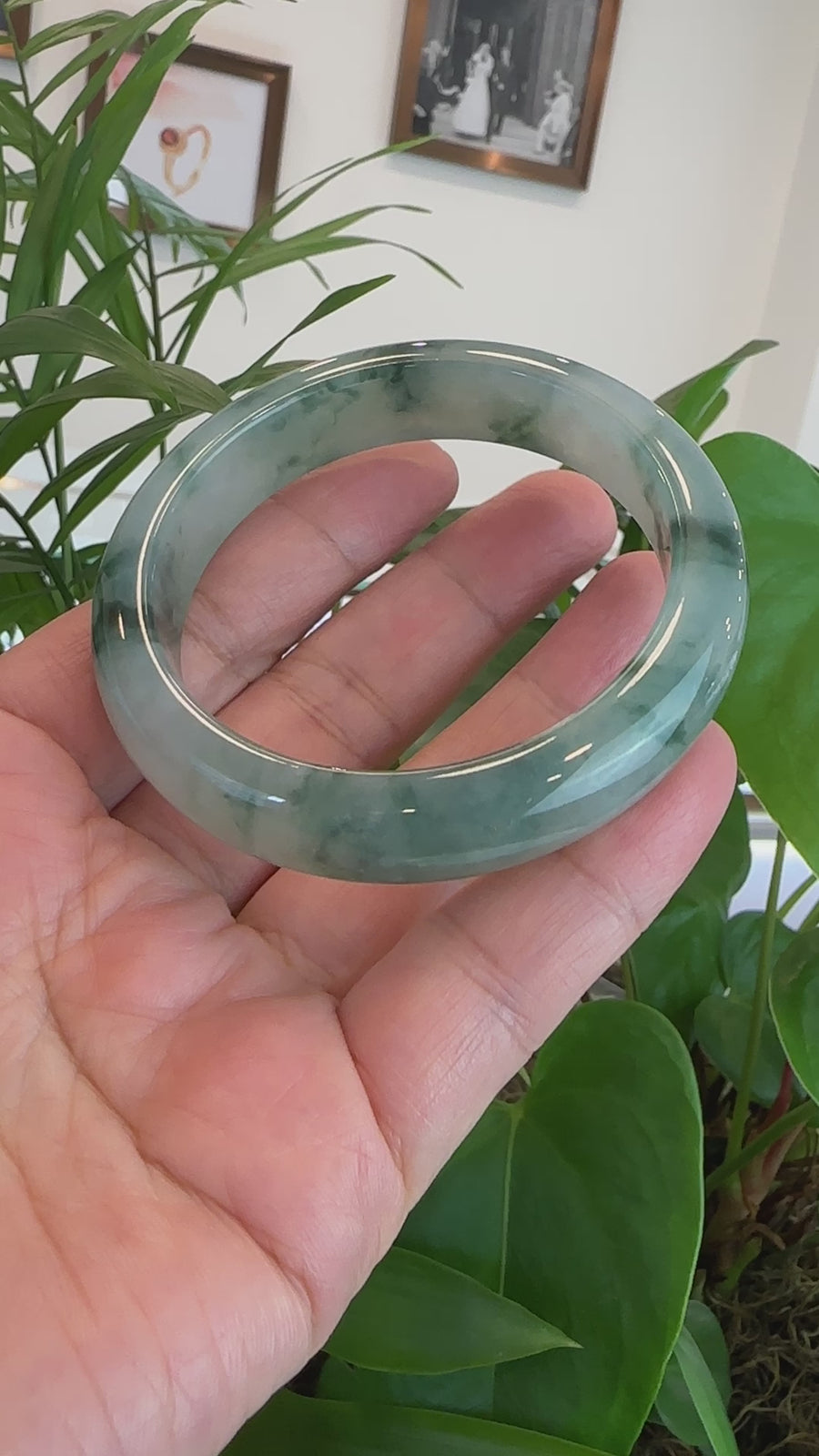 Baikalla High-end Burmese Ice Blue-Green Jade Jadeite Bangle Bracelet (57.76mm) ( Collectibles )T091