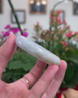 Baikalla Phoenix Carving Natural Icy Light Green & Light Lavender Jadeite Jade "Oval" Bangle Bracelet (54.3mm) 