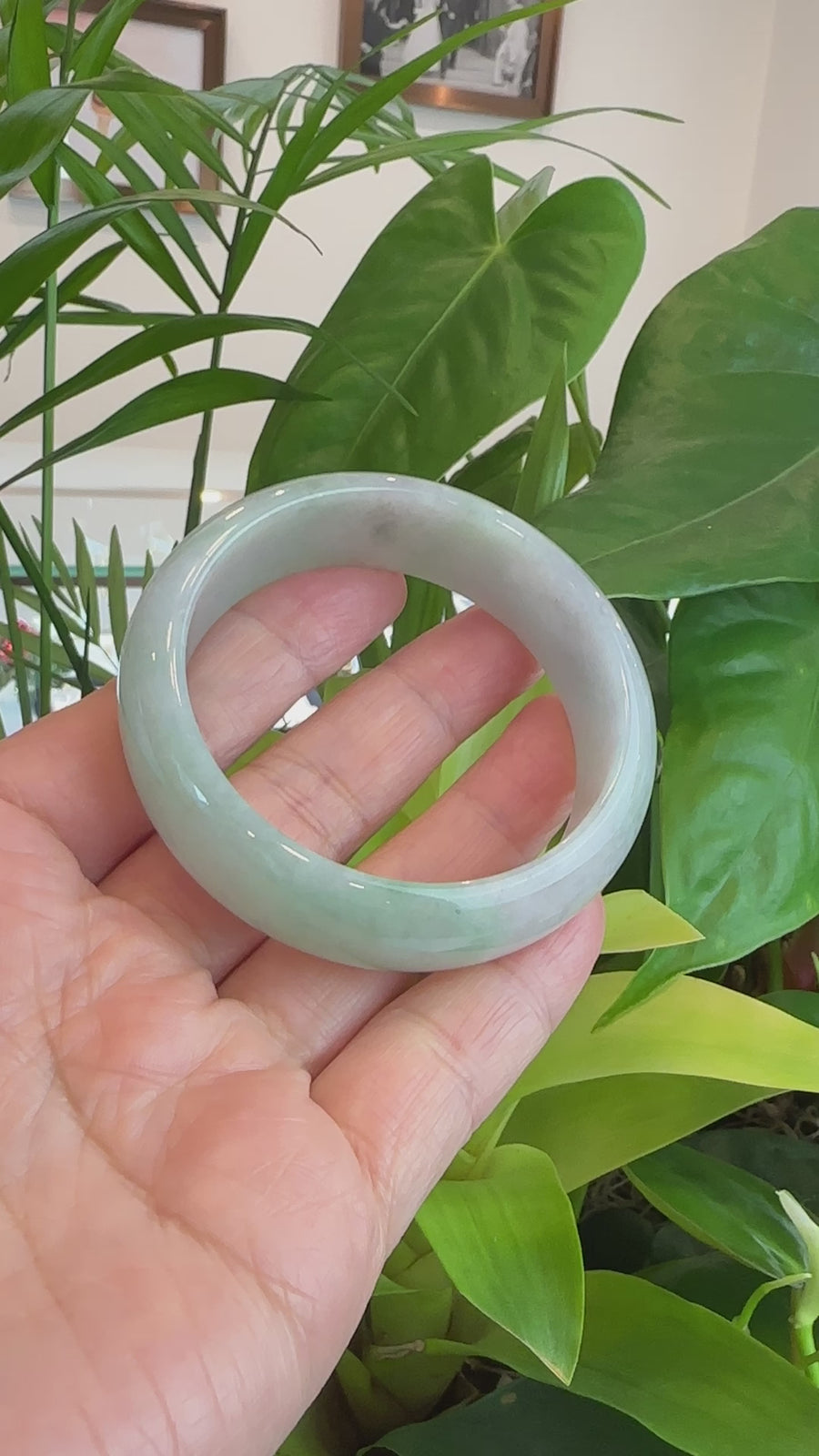 Genuine Burmese Lavender & Green Jadeite Jade Bangle Bracelet (57.63 mm) #207