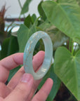 Baikalla "Half Round" 18k Inlay Apple Green Jadeite Jade Bangle Bracelet (54.40 mm) 