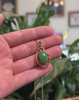 18K Rose Gold Oval Imperial Jadeite Jade Cabochon Necklace W/ Diamonds