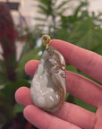 Genuine Burmese Jadeite Jade Guanyin Necklace With Gold Bail
