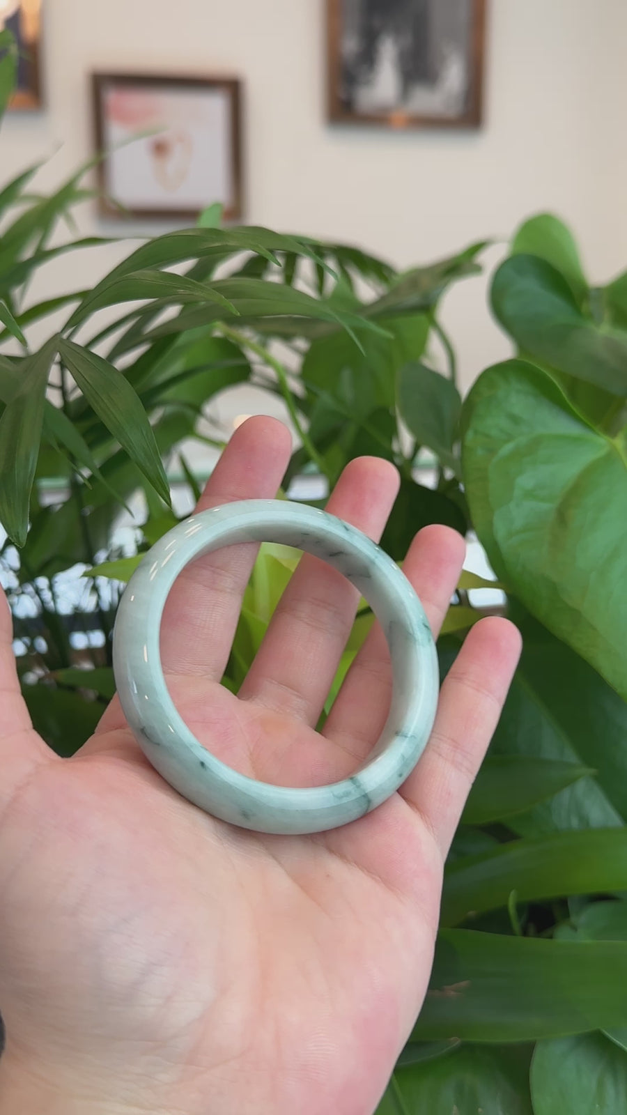 Natural Burmese Blue-green Jadeite Jade Bangle Bracelet (55.62mm)#T007