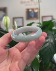 Baikalla Natural Light Blue-Green Jadeite Jade "Half Round" Bangle Bracelet (52.5mm) 